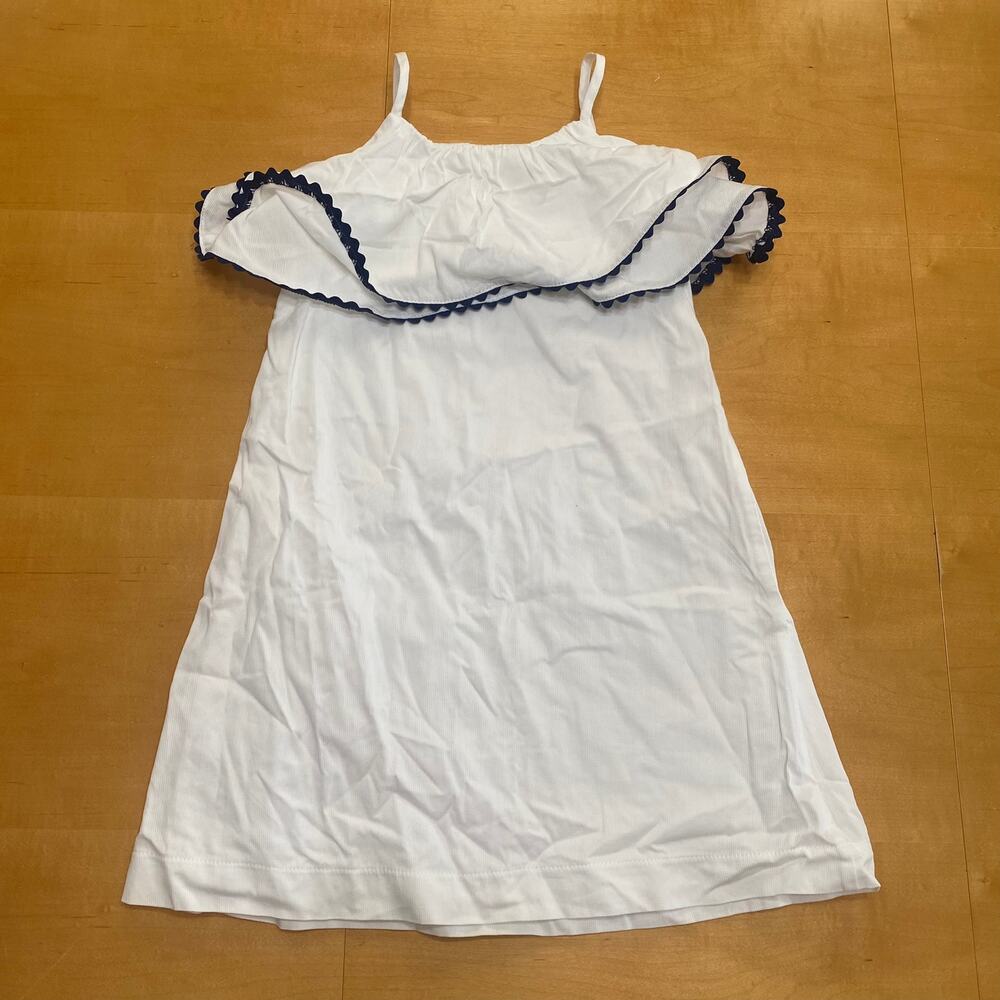 BELLA BLISS WHITE DRESS WITH RIC RAC Girls Size 6 Blue Trim